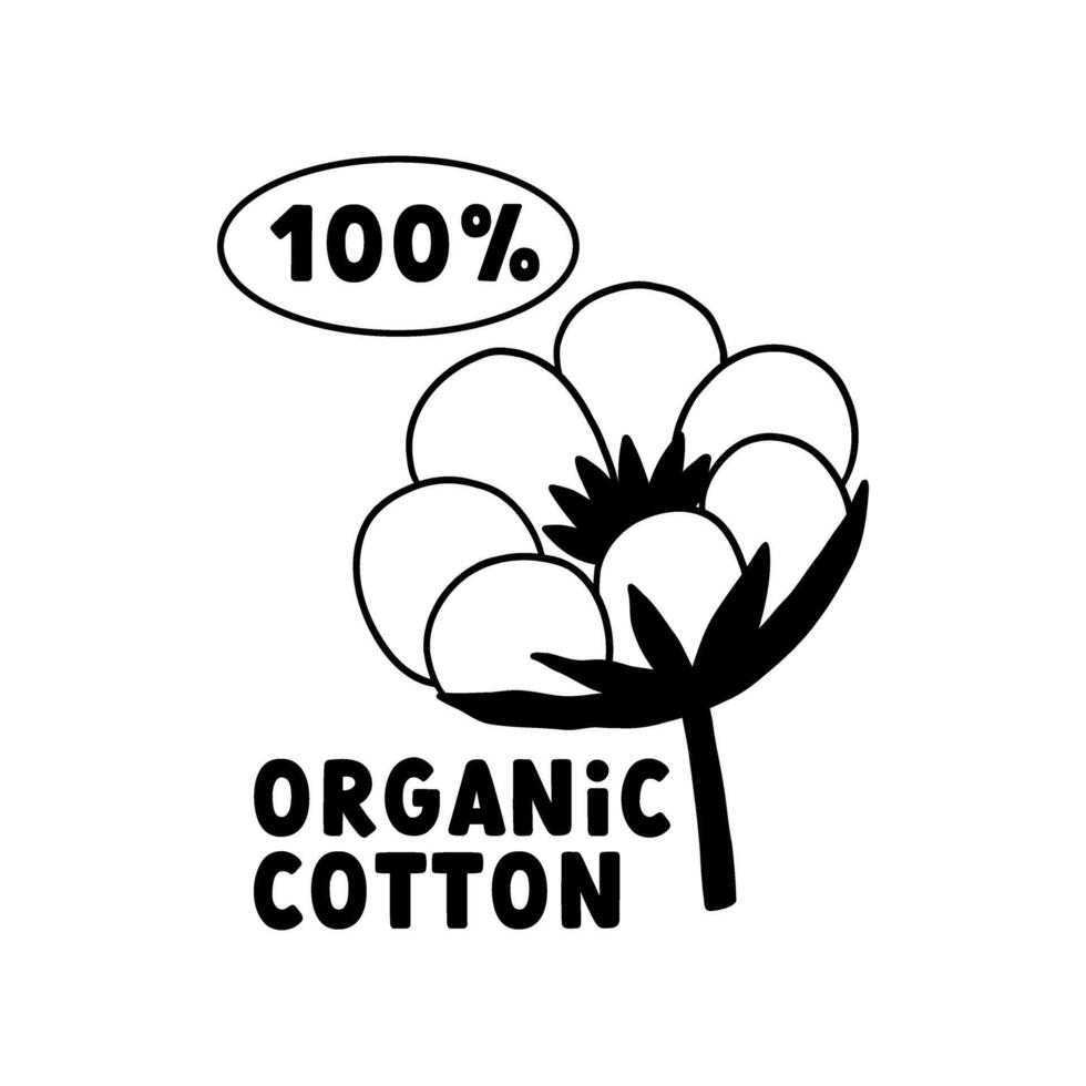 Cotton 100 organic natural icon logo vector