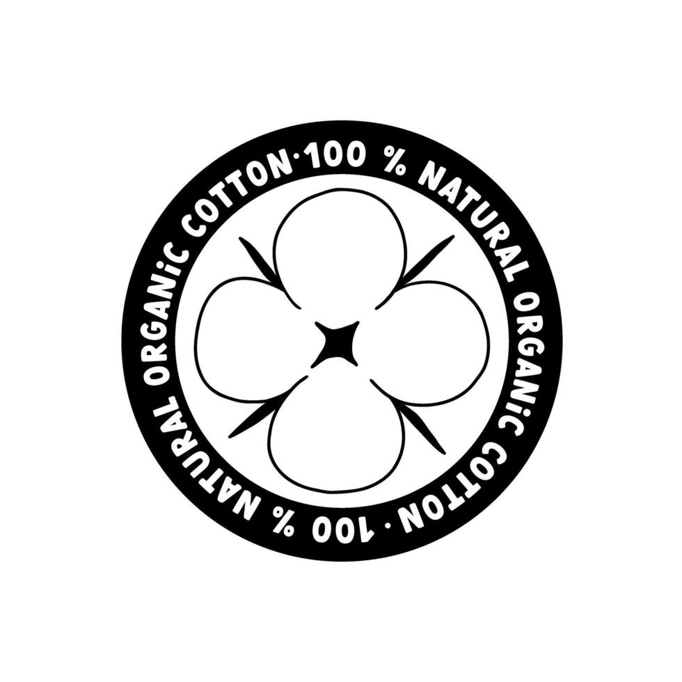 Cotton 100 organic icon round logo vector