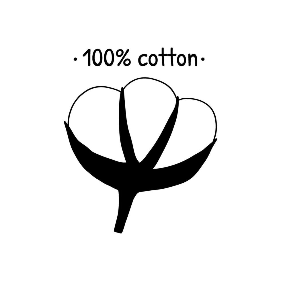 Cotton 100 flower organic icon logo vector