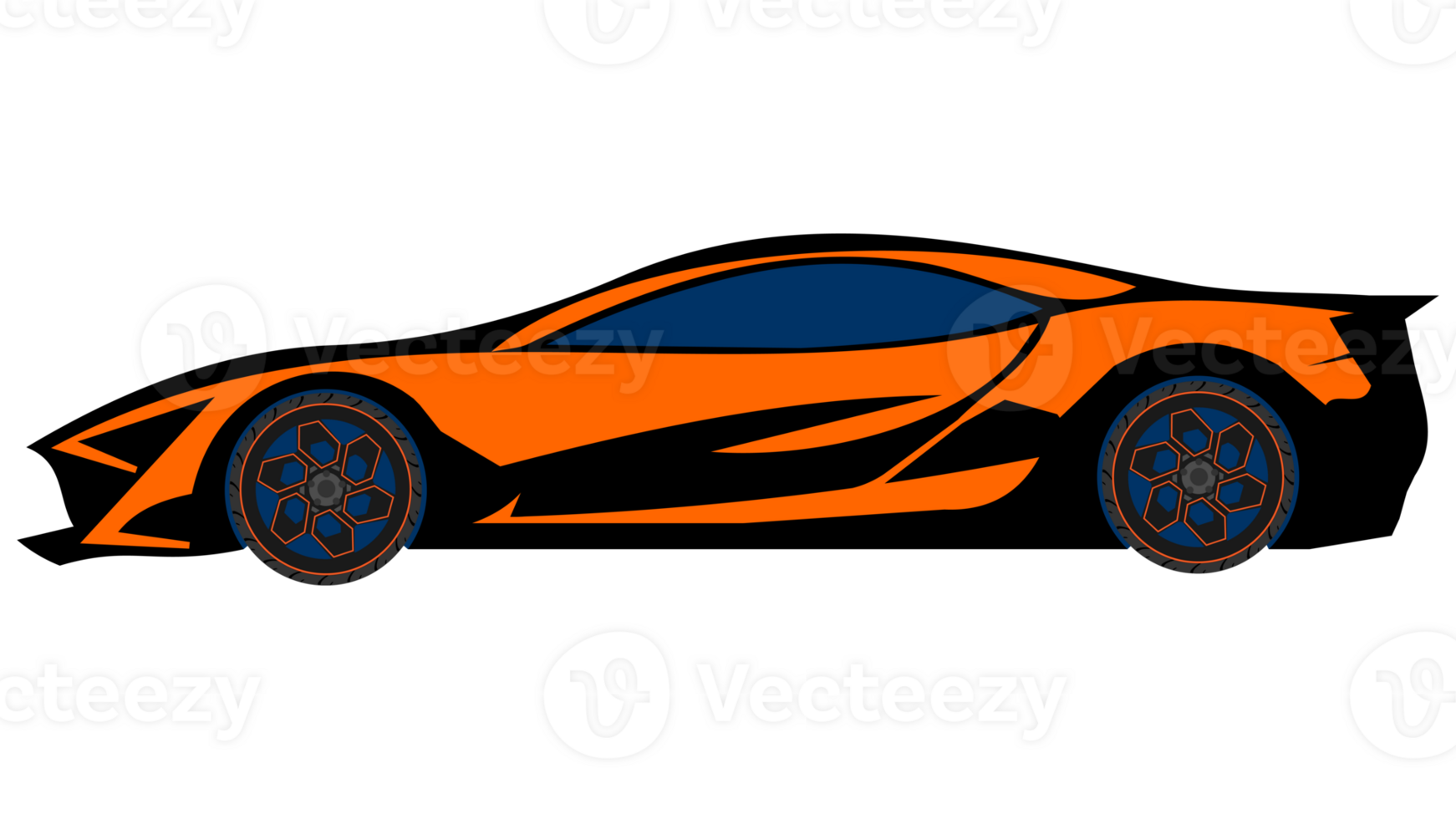 Futuristic sports car coupe in minimalist style, png