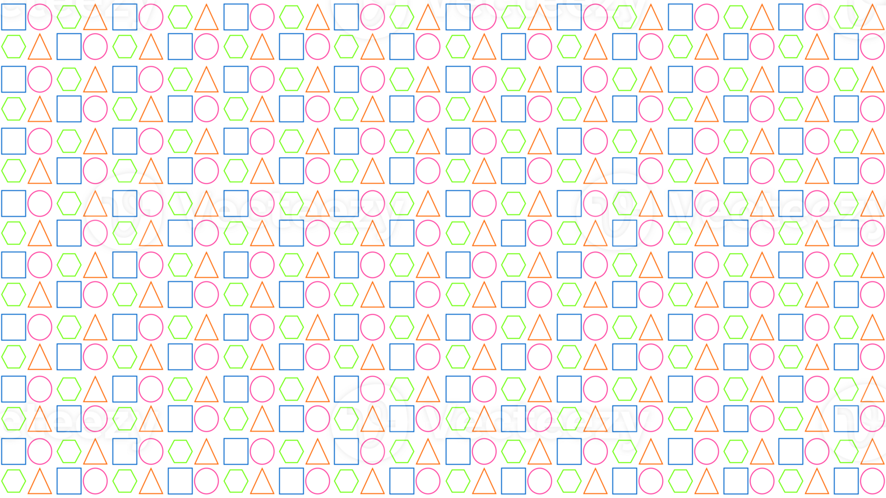 Geometric pattern with squares, circles, triangles and hexagons png