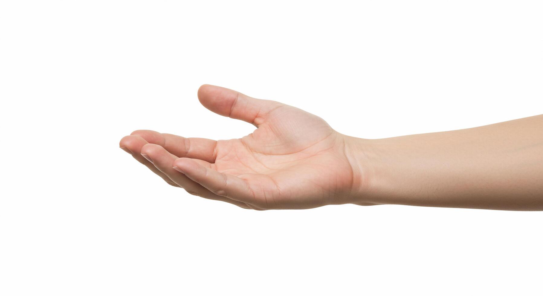 A person's hand is reaching out to the side photo
