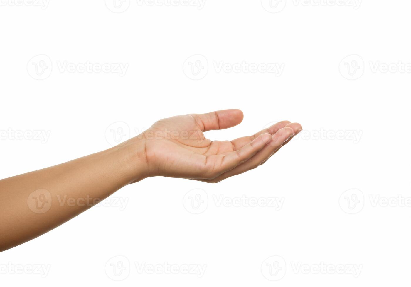 A hand reaching out to someone on a white background photo