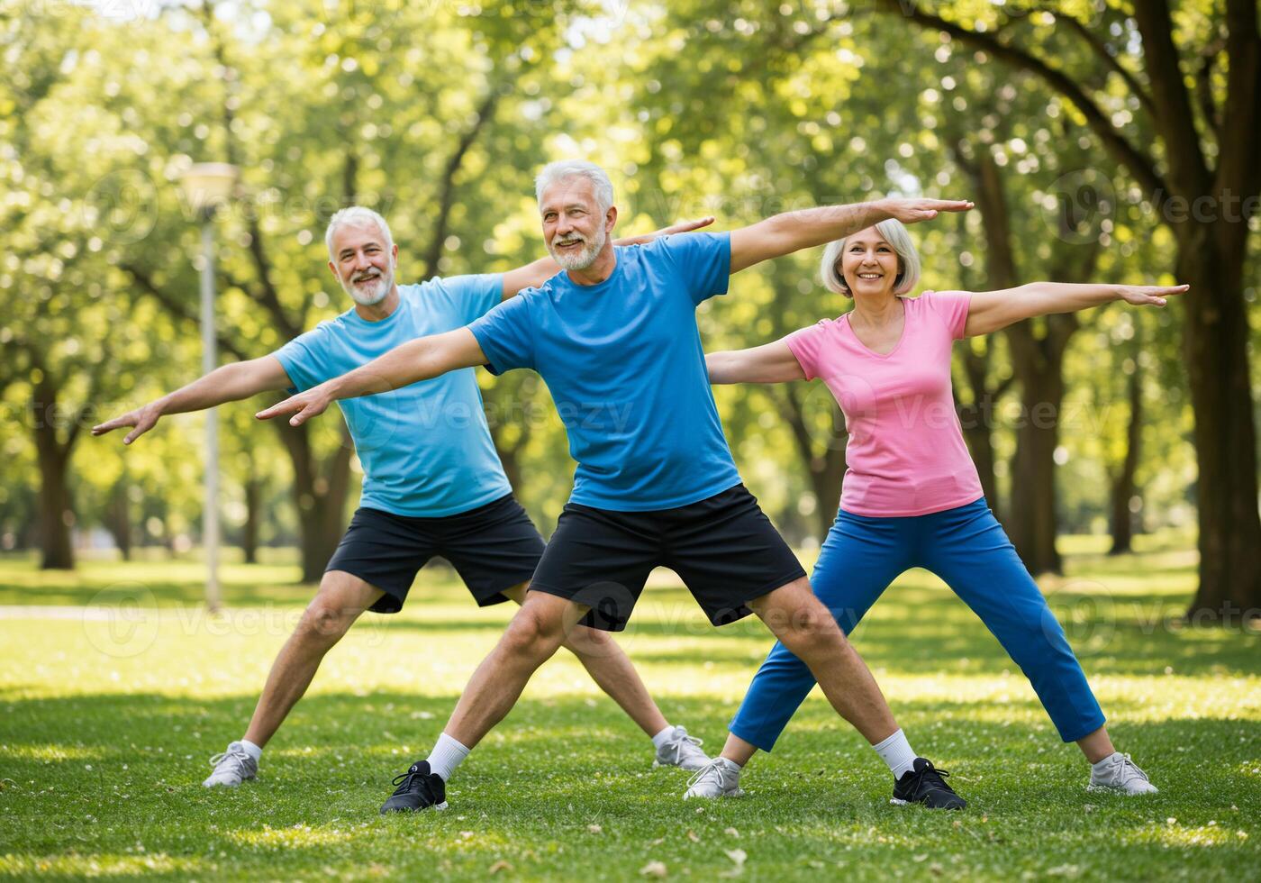 Senior people doing exercise in the park photo