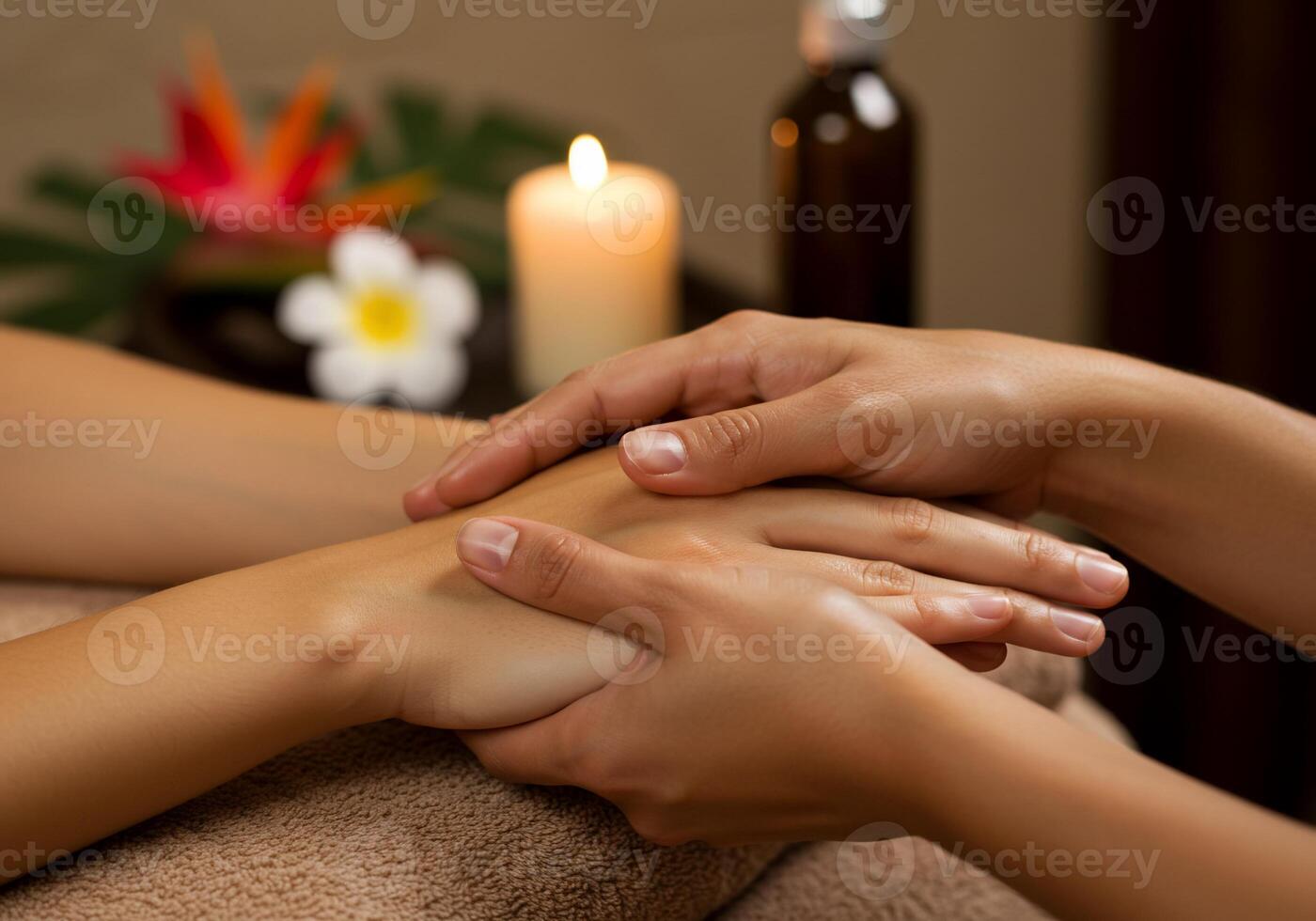 A woman getting a massage at a spa photo