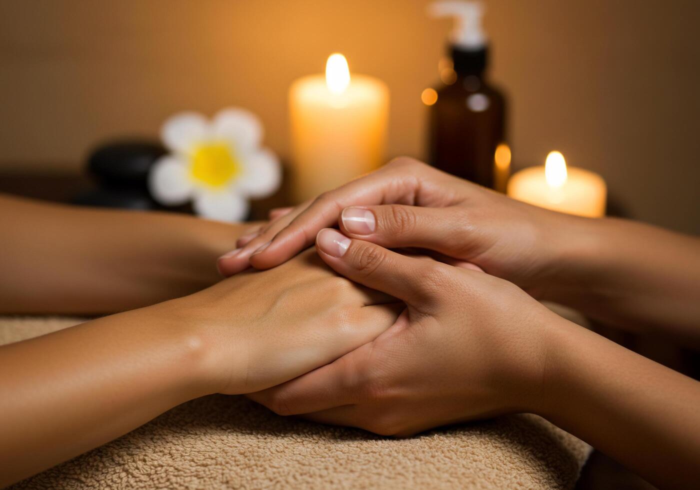 Hands of woman getting massage in spa photo