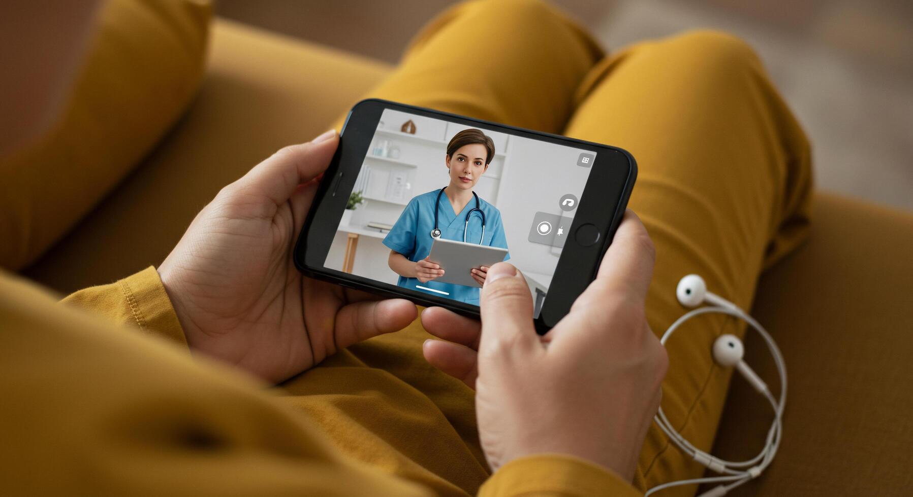 A person is using a smart phone to take a call photo