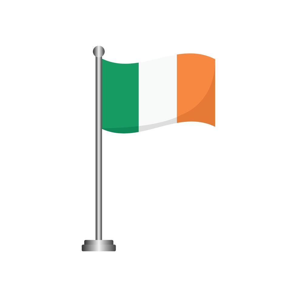 Ireland Flag Waving on Flagpole vector