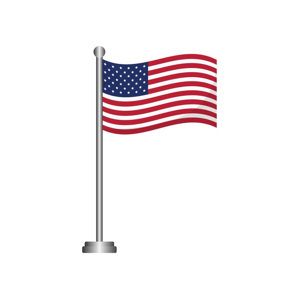 United States Flag Waving on Flagpole vector