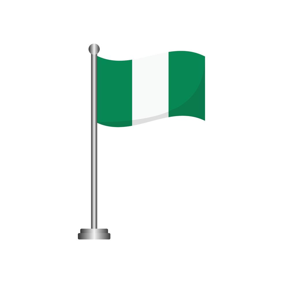 Nigeria Flag Waving on Flagpole vector