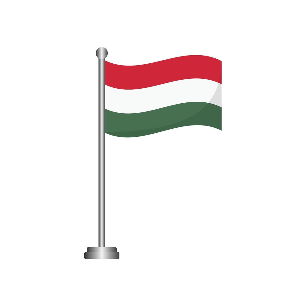 Hungary Flag Waving on Flagpole vector