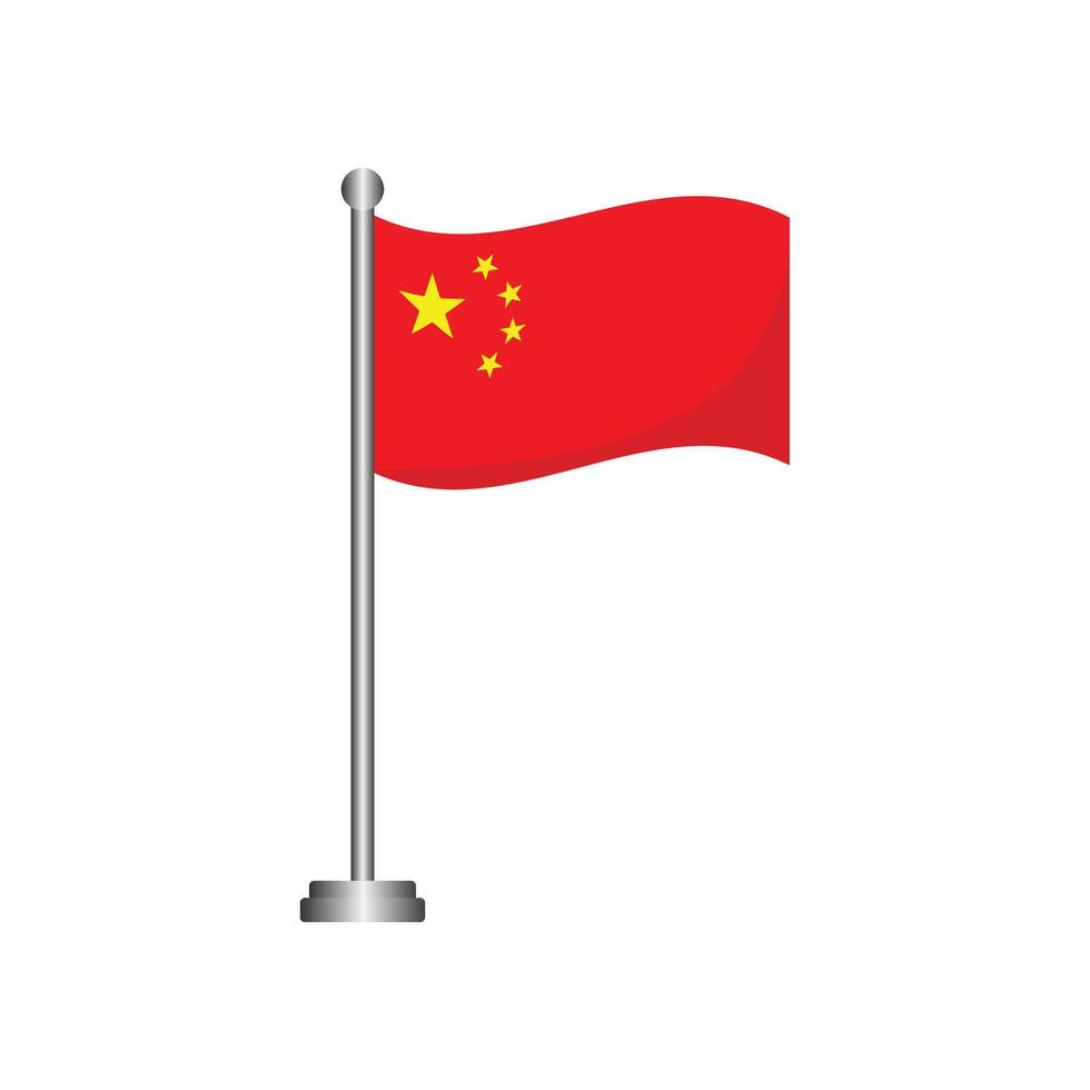China Flag Waving on Flagpole vector