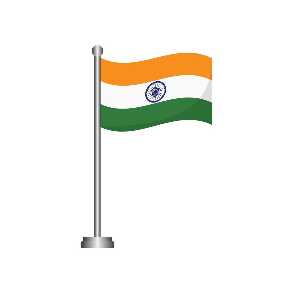 India Flag Waving on Flagpole vector