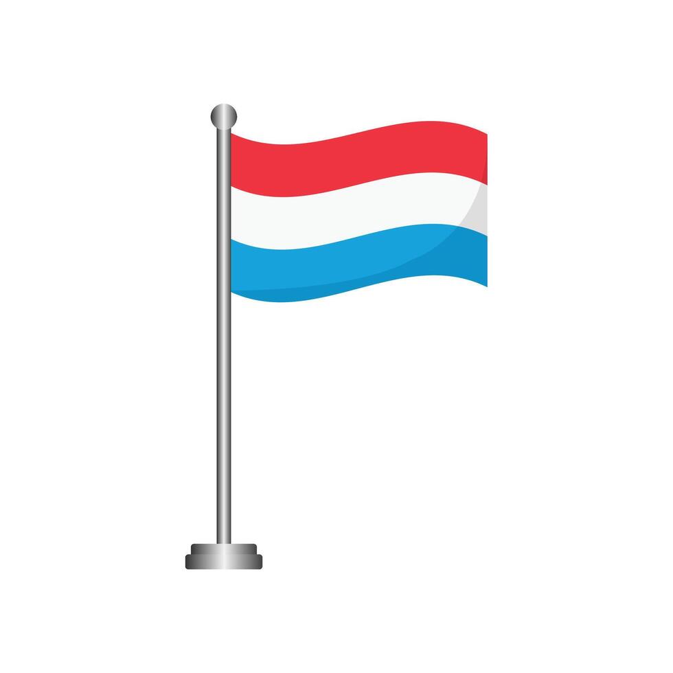 Luxembourg Flag Waving on Flagpole vector