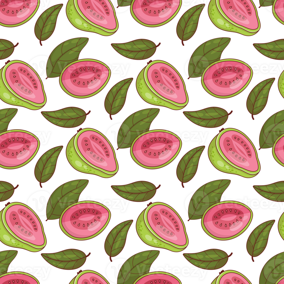Seamless Pattern Guava fruit with leaves png