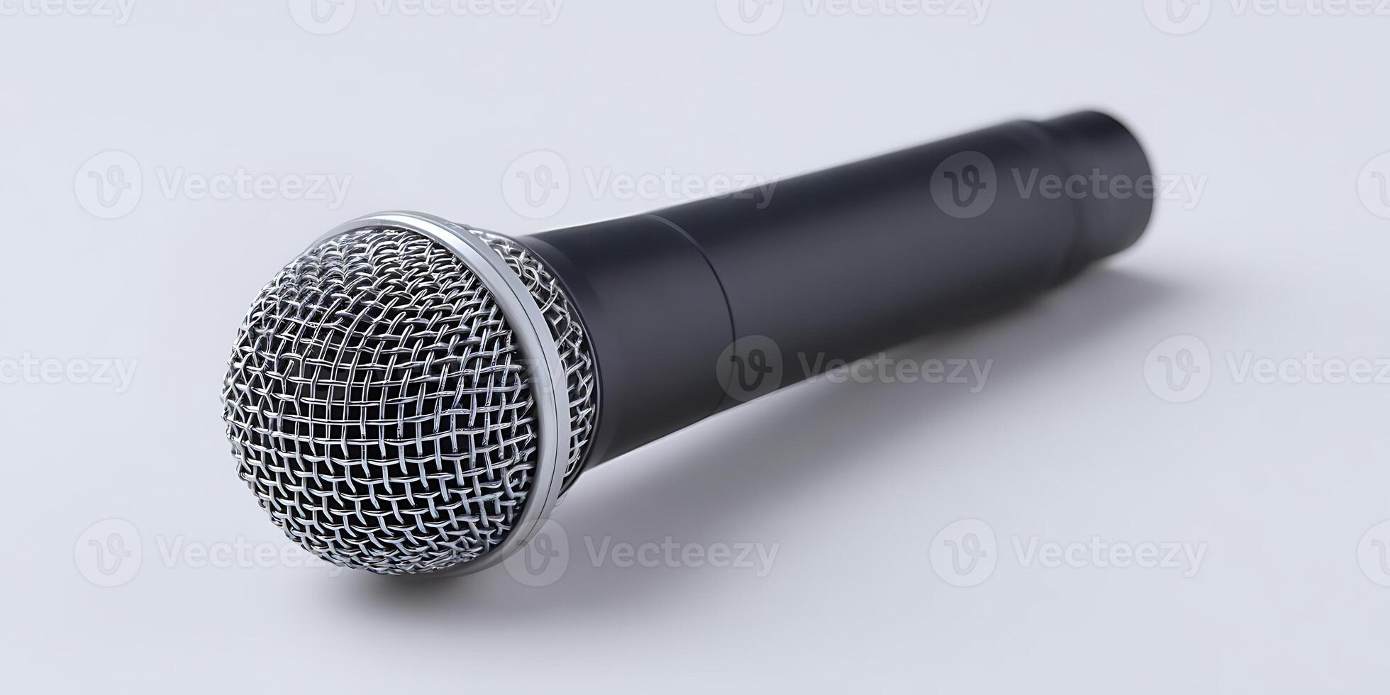 A black microphone on white background photo