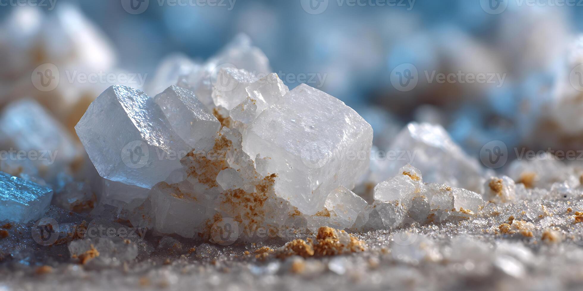 Salt Crystals Sparkling in Warm Light. photo