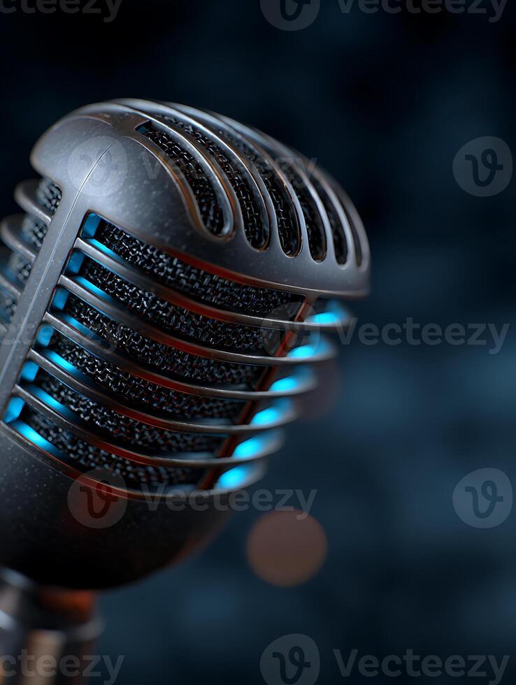 A retro microphone on stage. photo