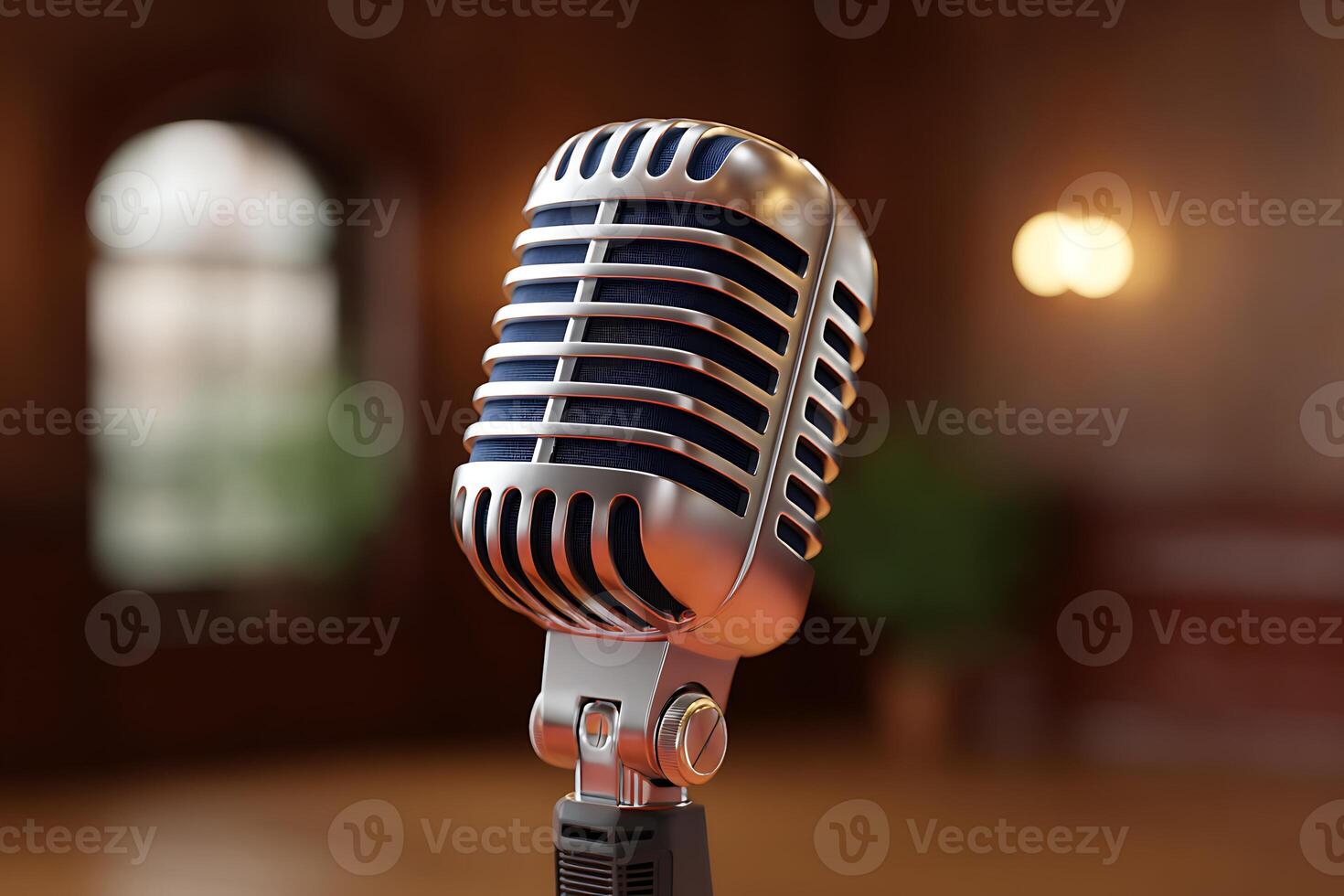 Vintage microphone on stage. photo