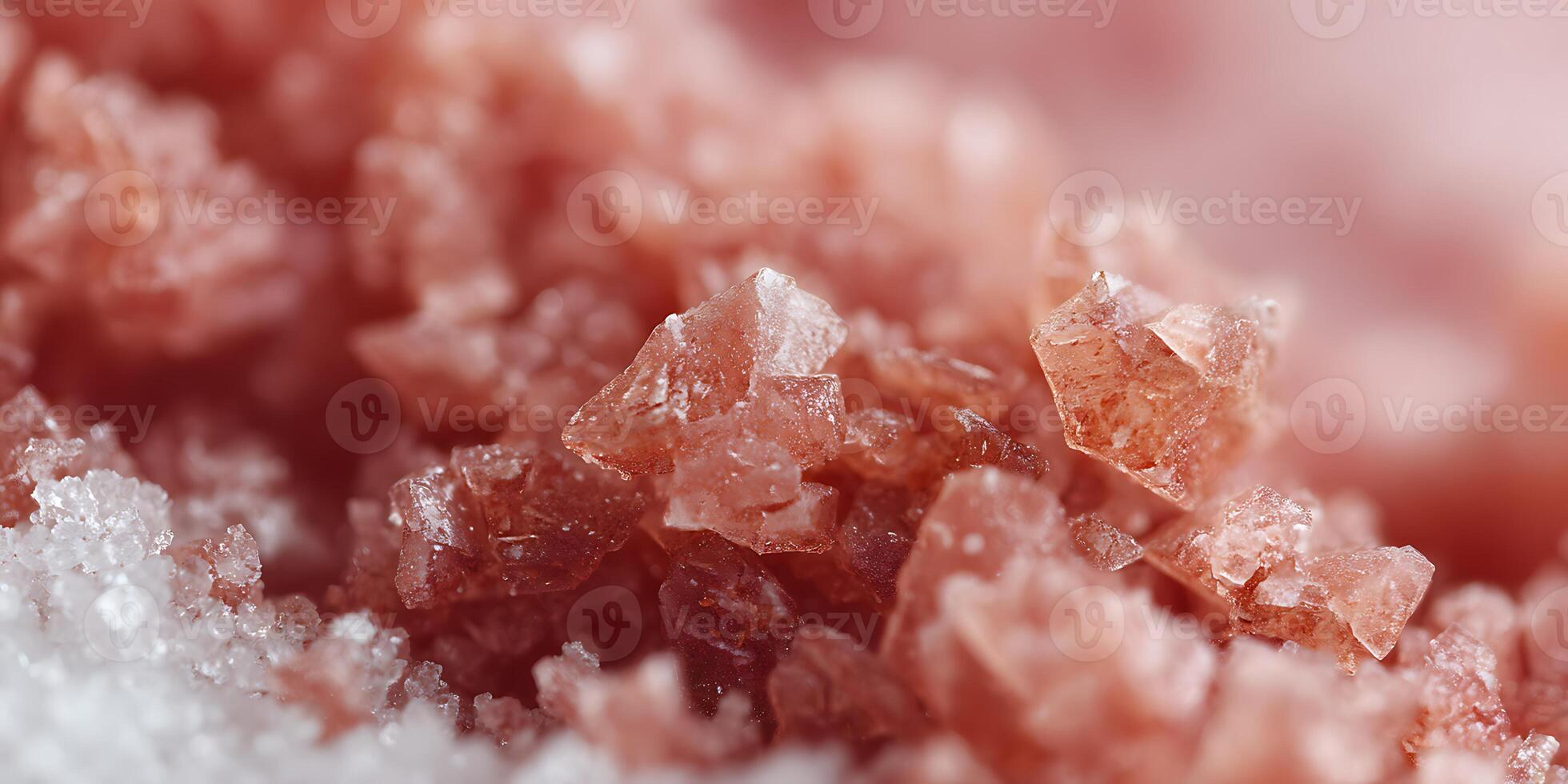 Pink Salt Crystals Sparkling in Warm Light. photo