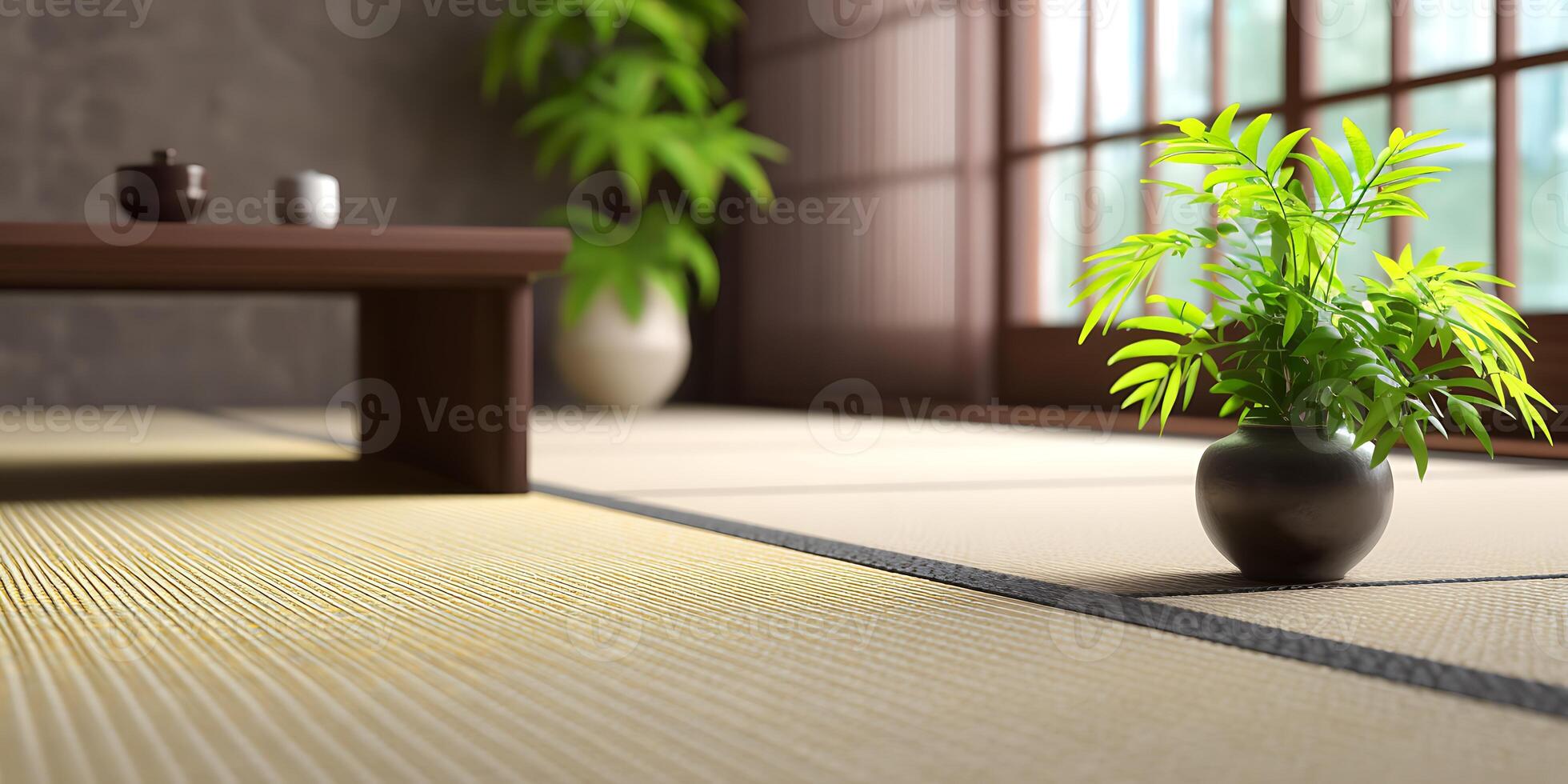 Japanese Tatami Style Bamboo Surface. photo