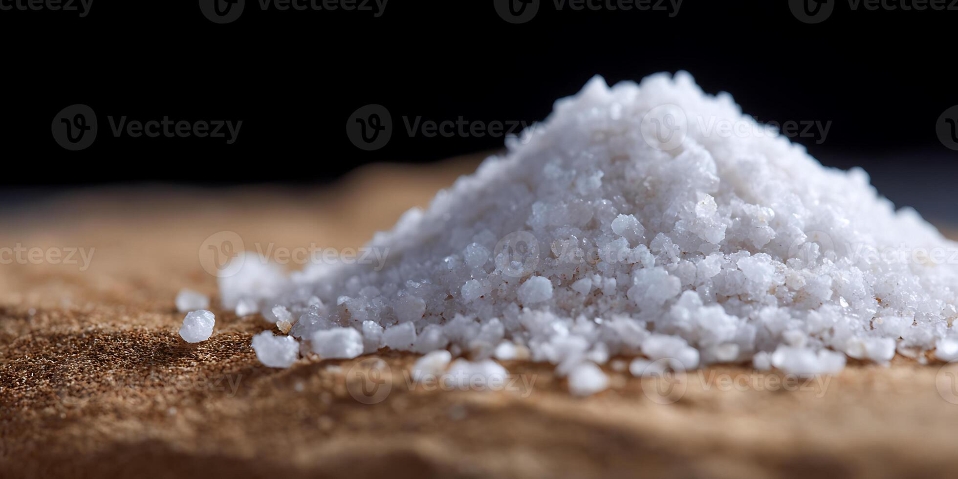 White Sea Salt on wood table photo