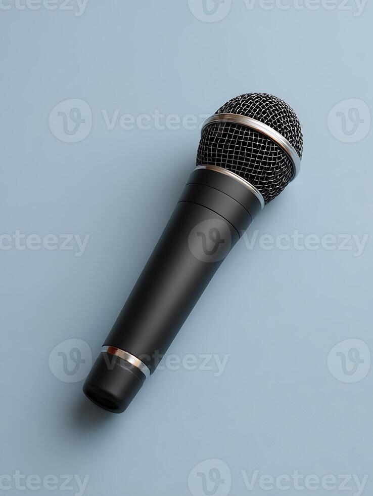 A microphone on blue background photo