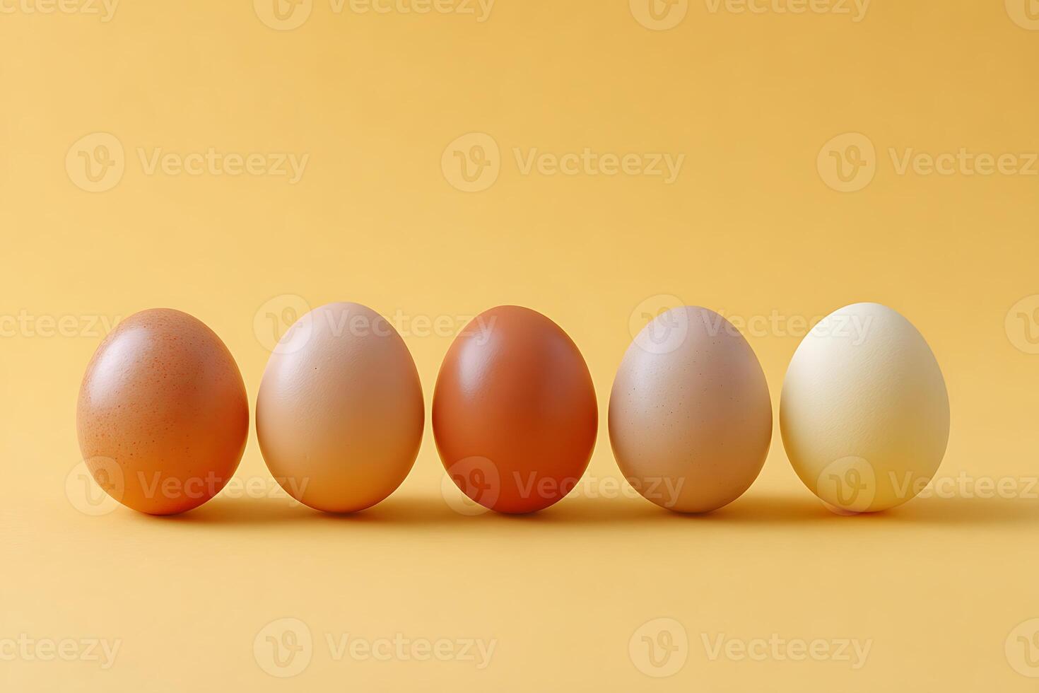 Eggs are lined up on the table. photo