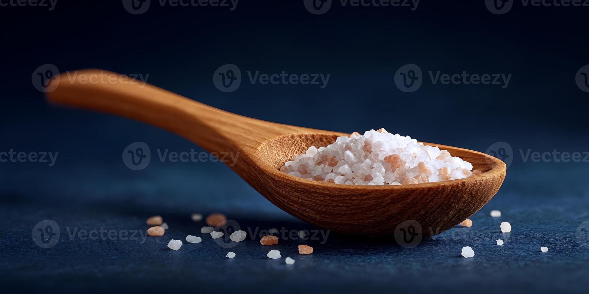 Flat Lay of Salt and Wooden Spoon. photo