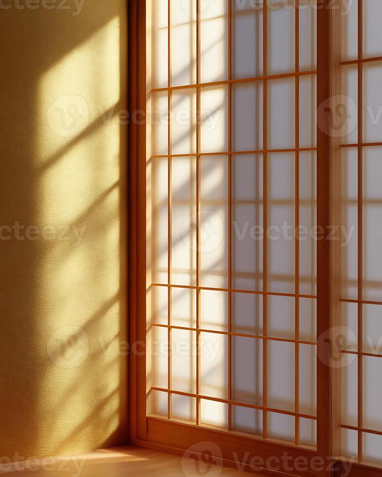 Japanese home with Natural Light from Window. photo