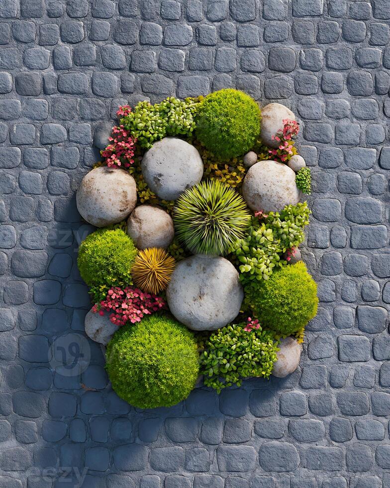 Top view of Nature Background with Zen Garden photo