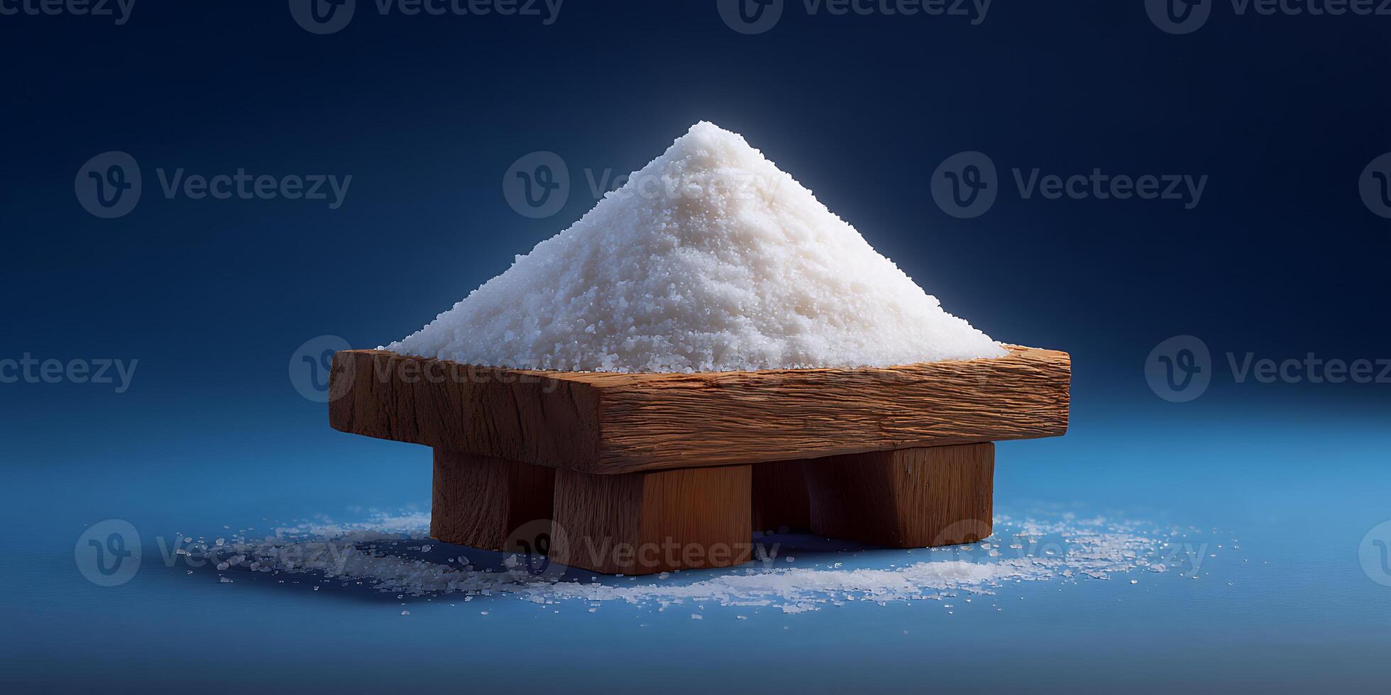 Fine Cooking Salt on wooden plate. photo