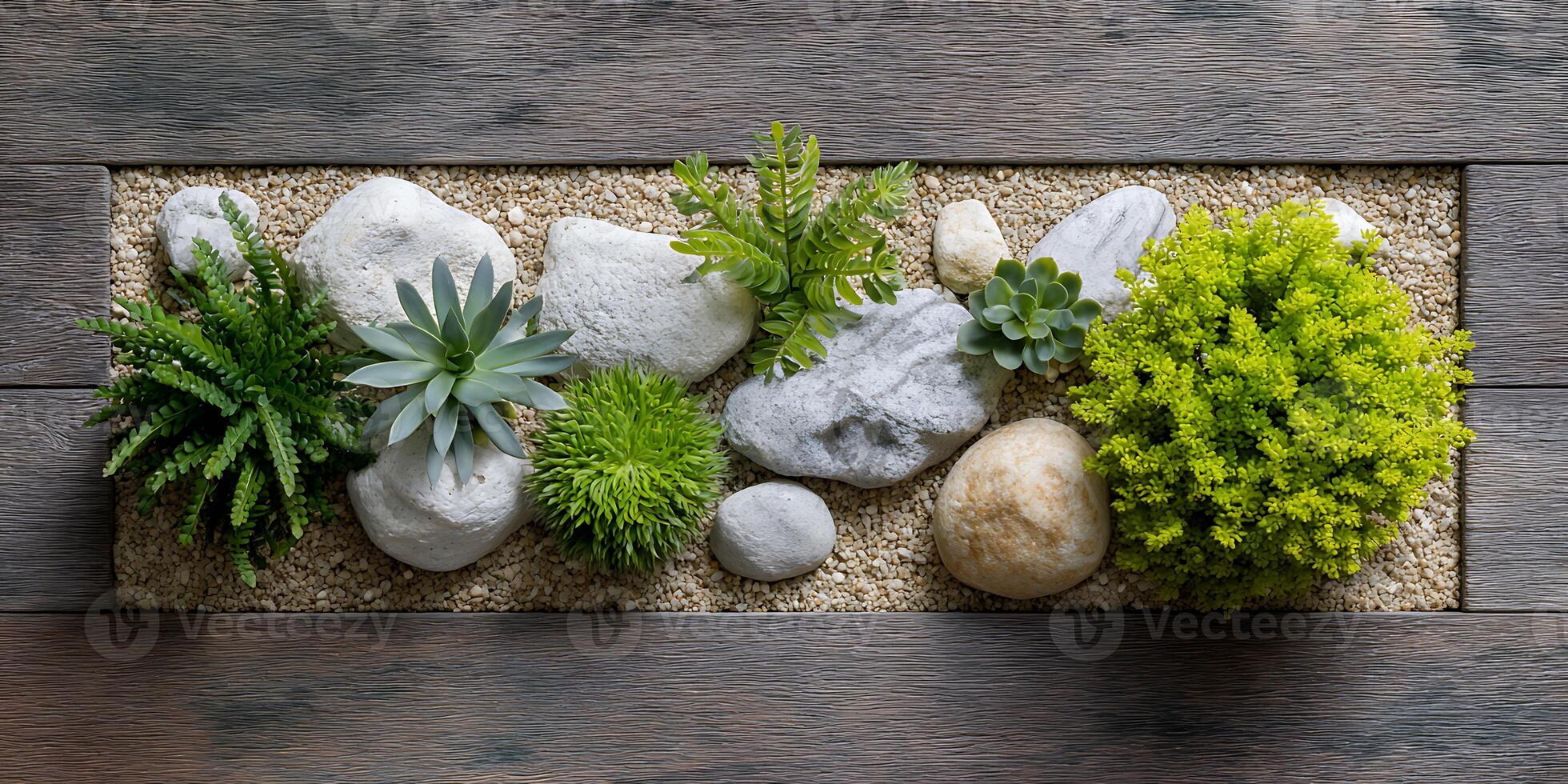 Top view of Nature Background with Zen Garden. photo