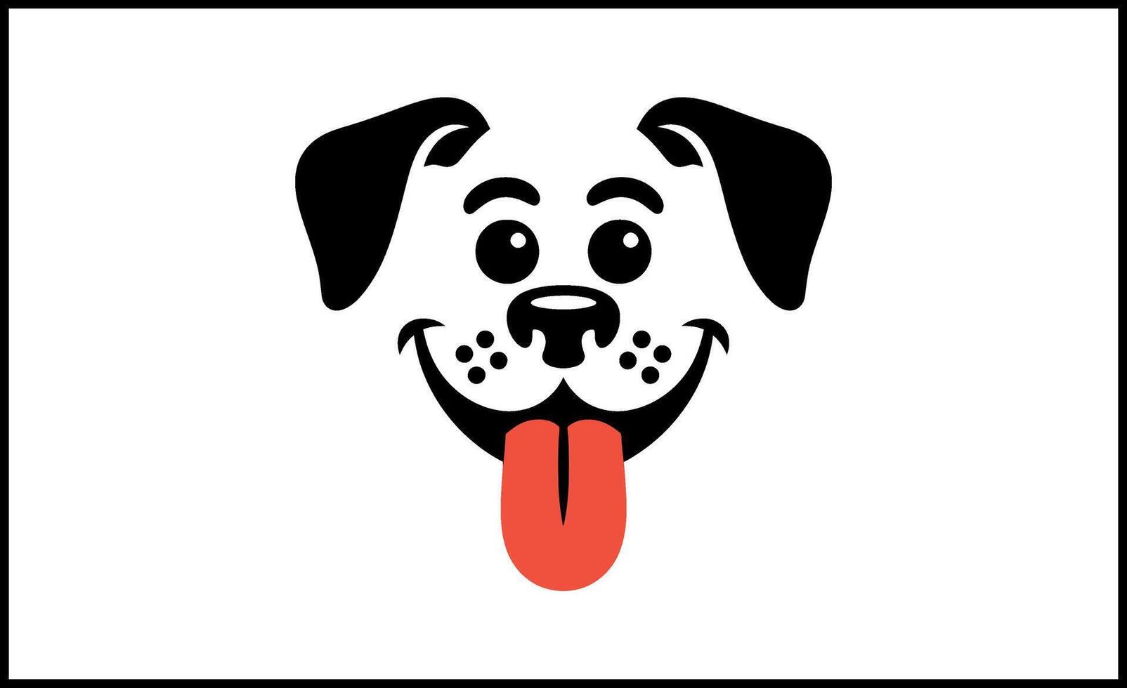 Happy dog face with tongue out silhouette illustration vector