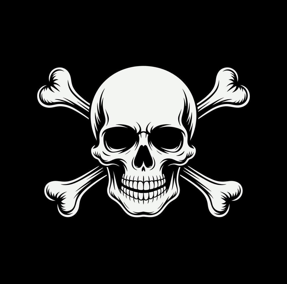 Classic skull and crossbones symbol pirate flag silhouette vector