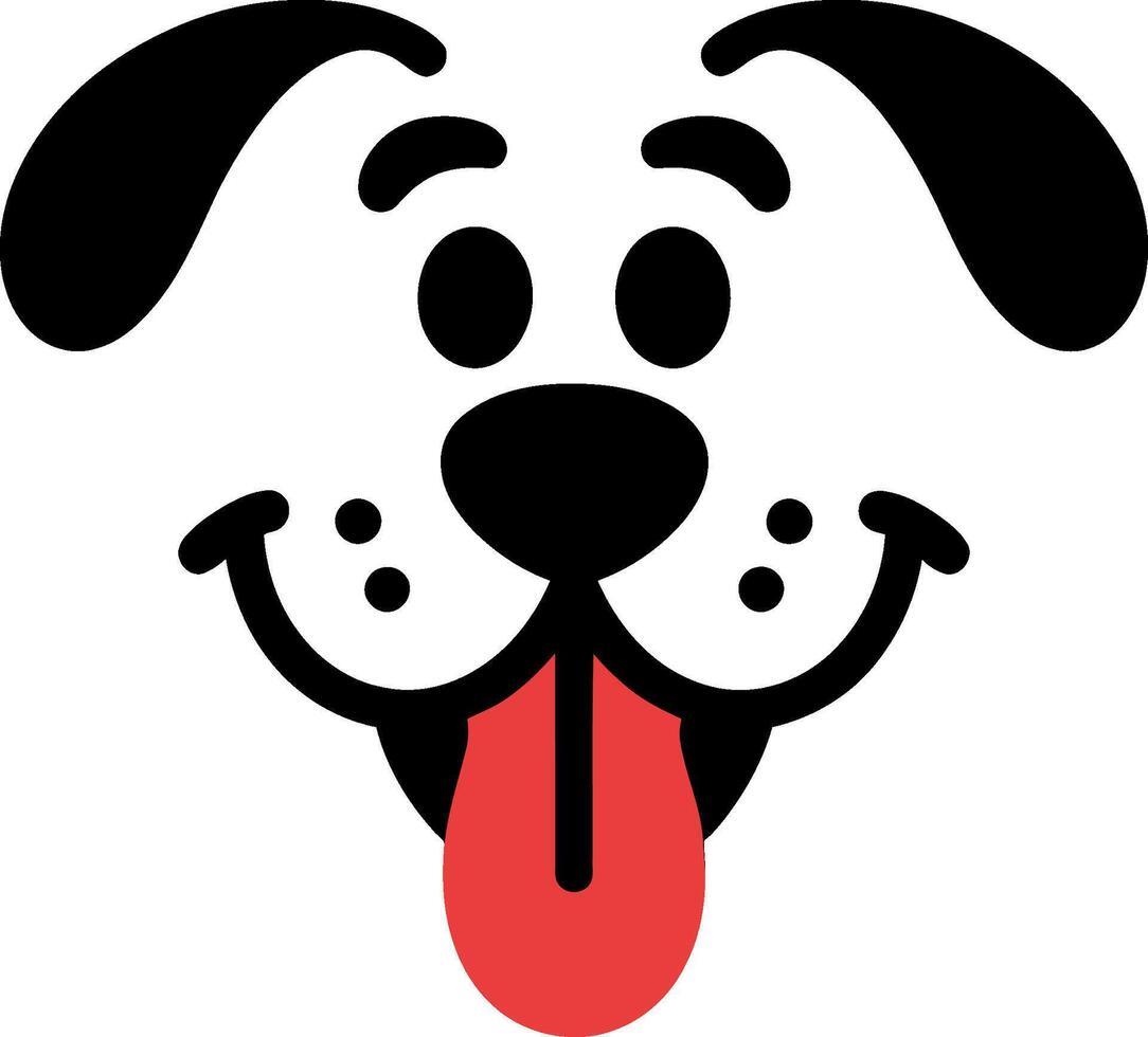 Happy dog face with a wagging tongue and floppy ears silhouette vector