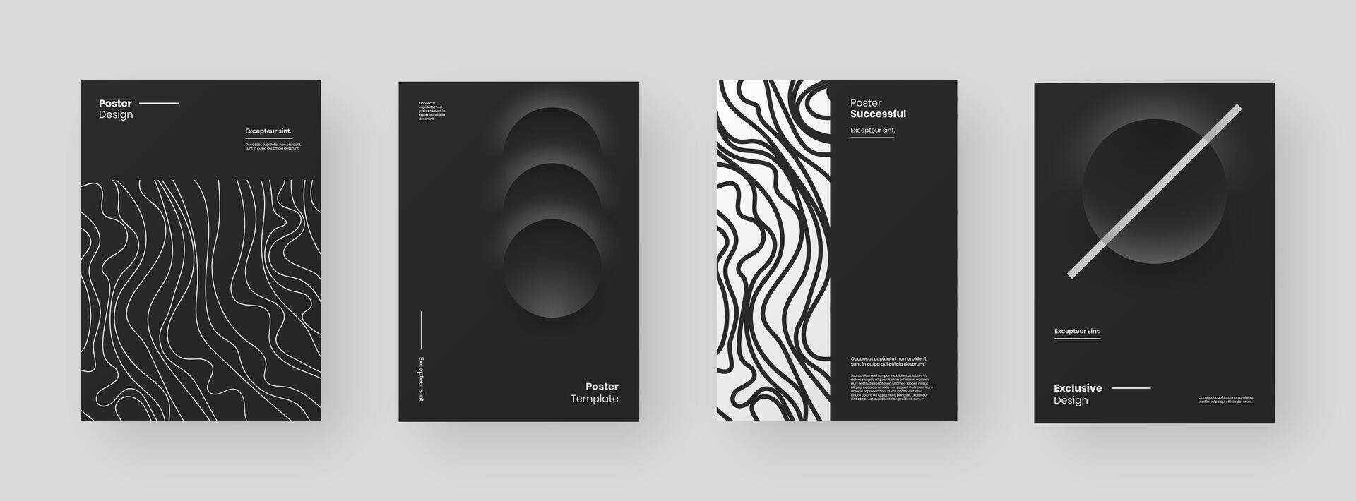 Modern black and white poster designs vector