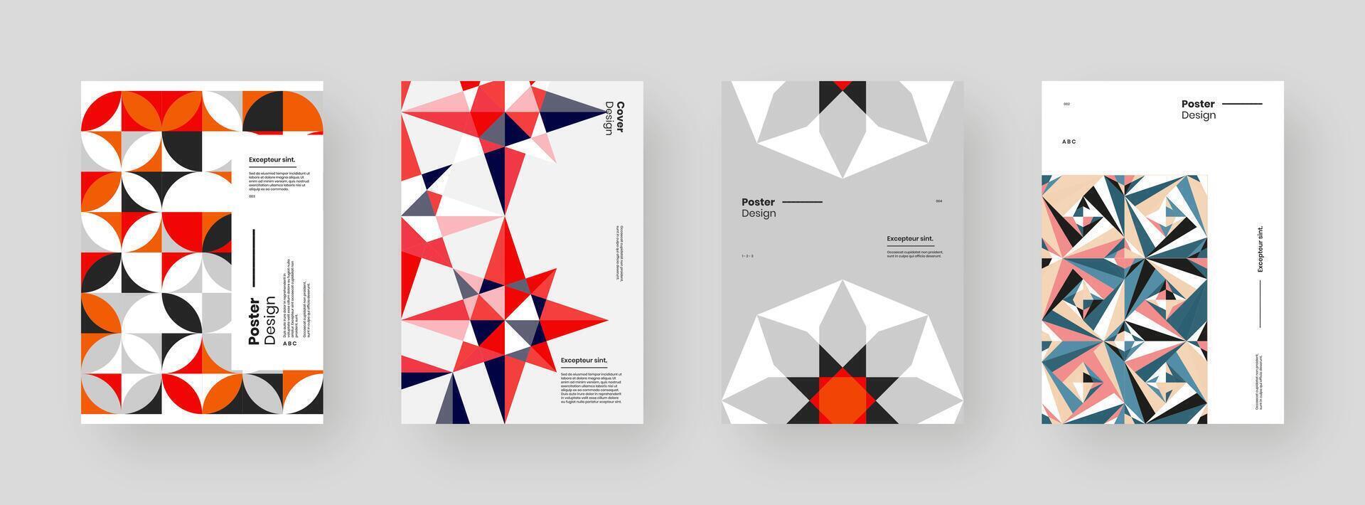 four creative poster designs displayed vector