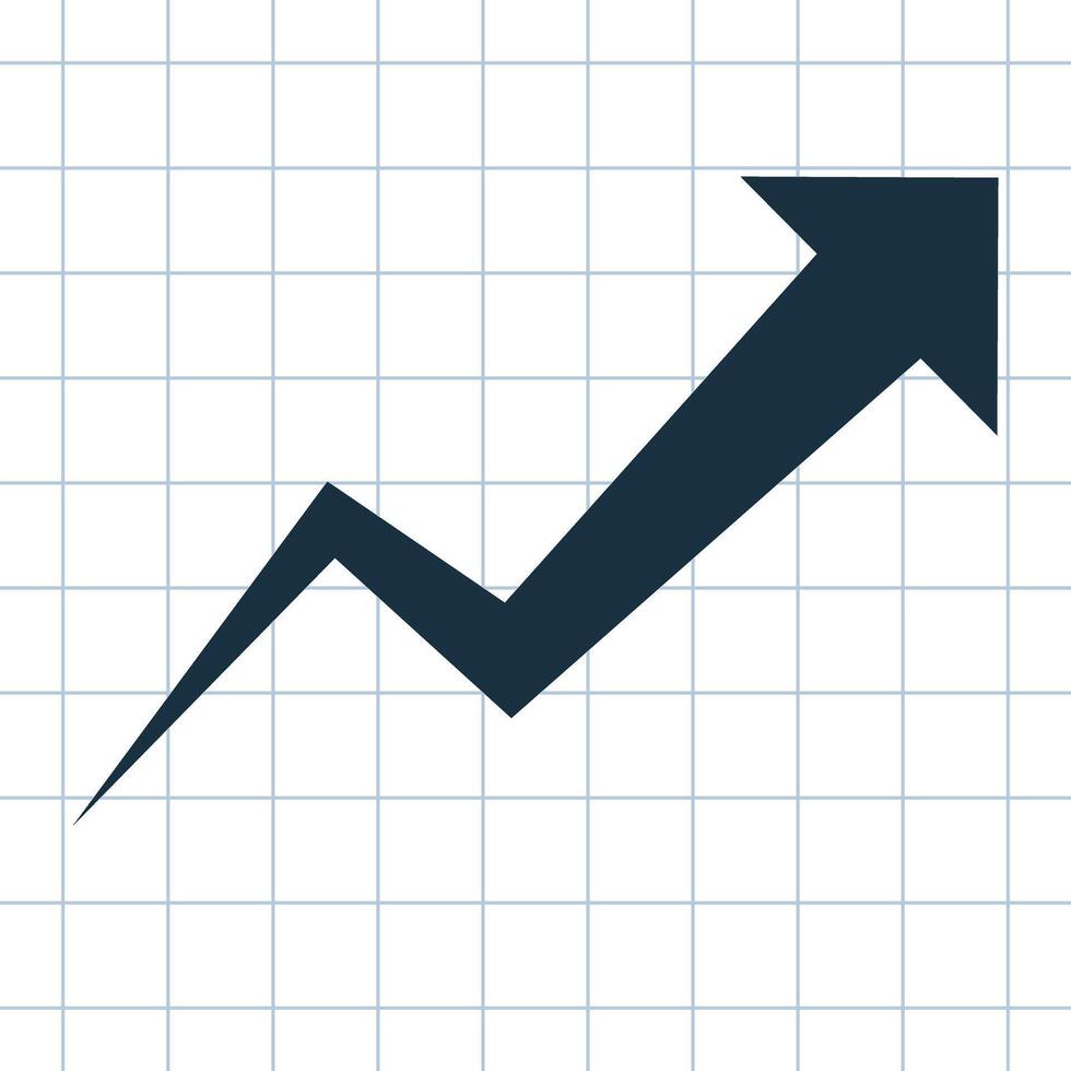 Blue arrow business graph going up grid background represent profit 3 vector
