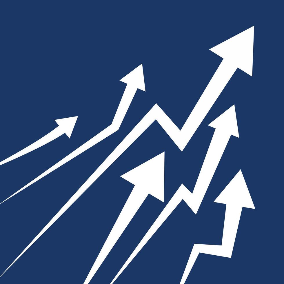 Upward Arrows on blue background Representing Financial Success. vector