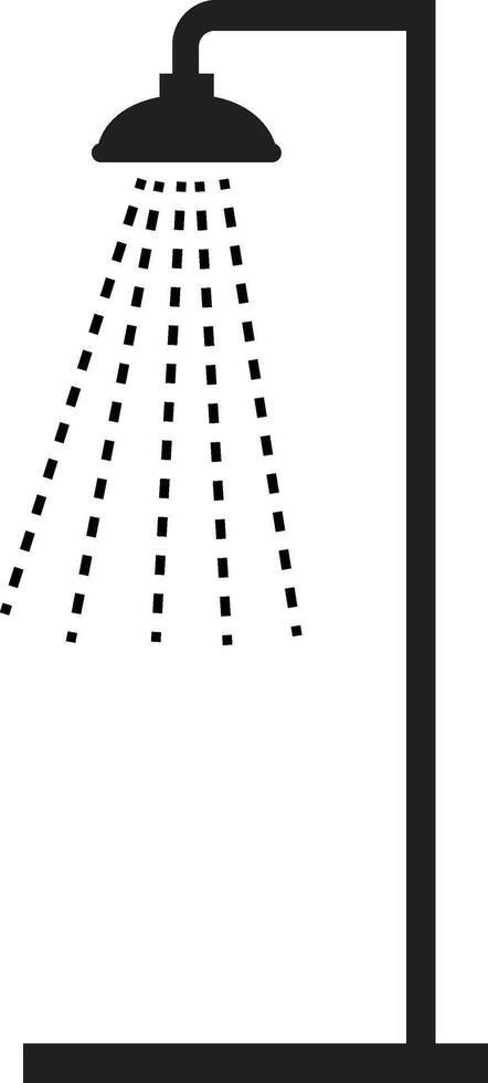 Black Shower silhouette illustration, bathroom shower icon. vector