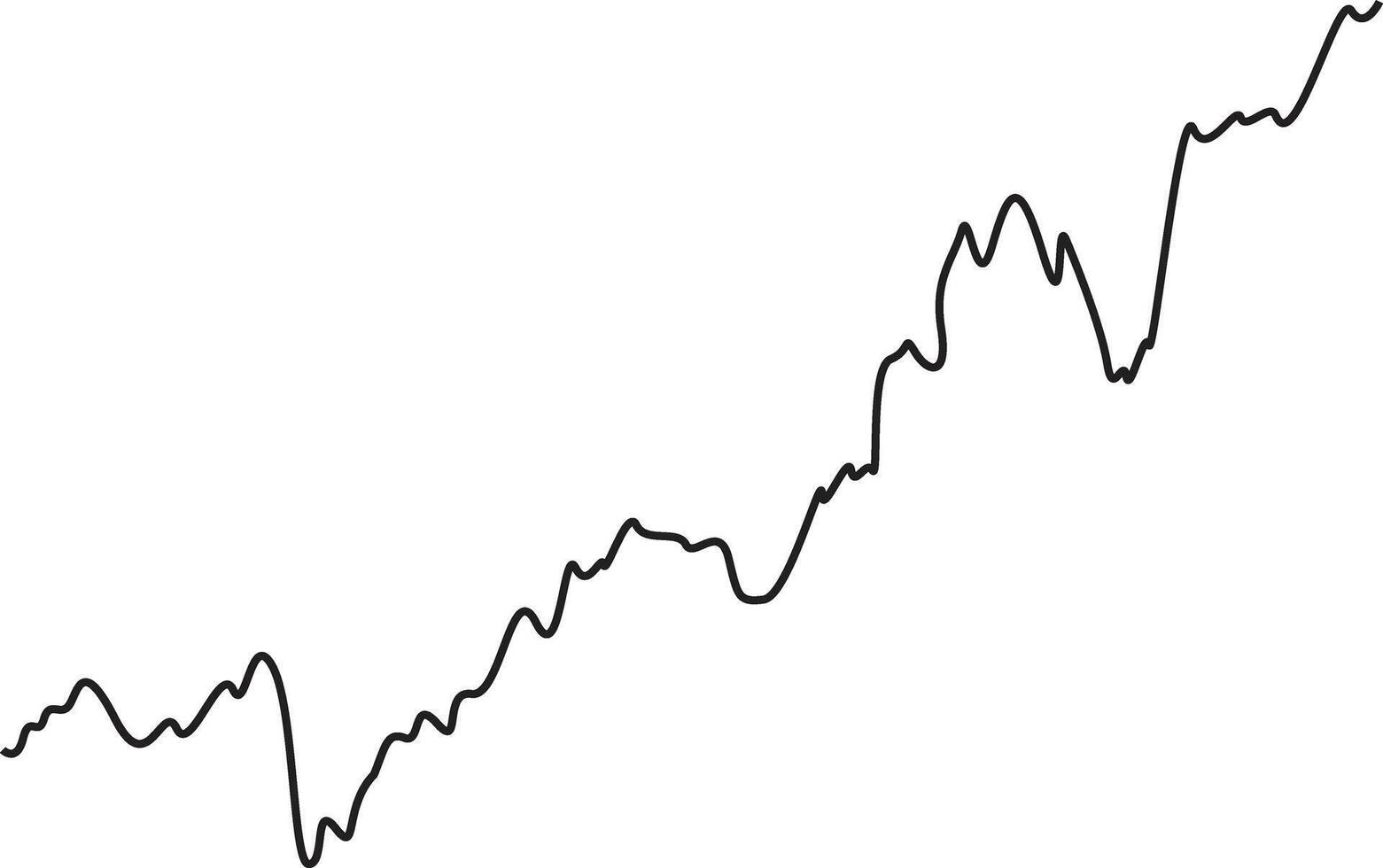 Rounded wavy chart that shows a progressive line growing in incremental step transitions. vector