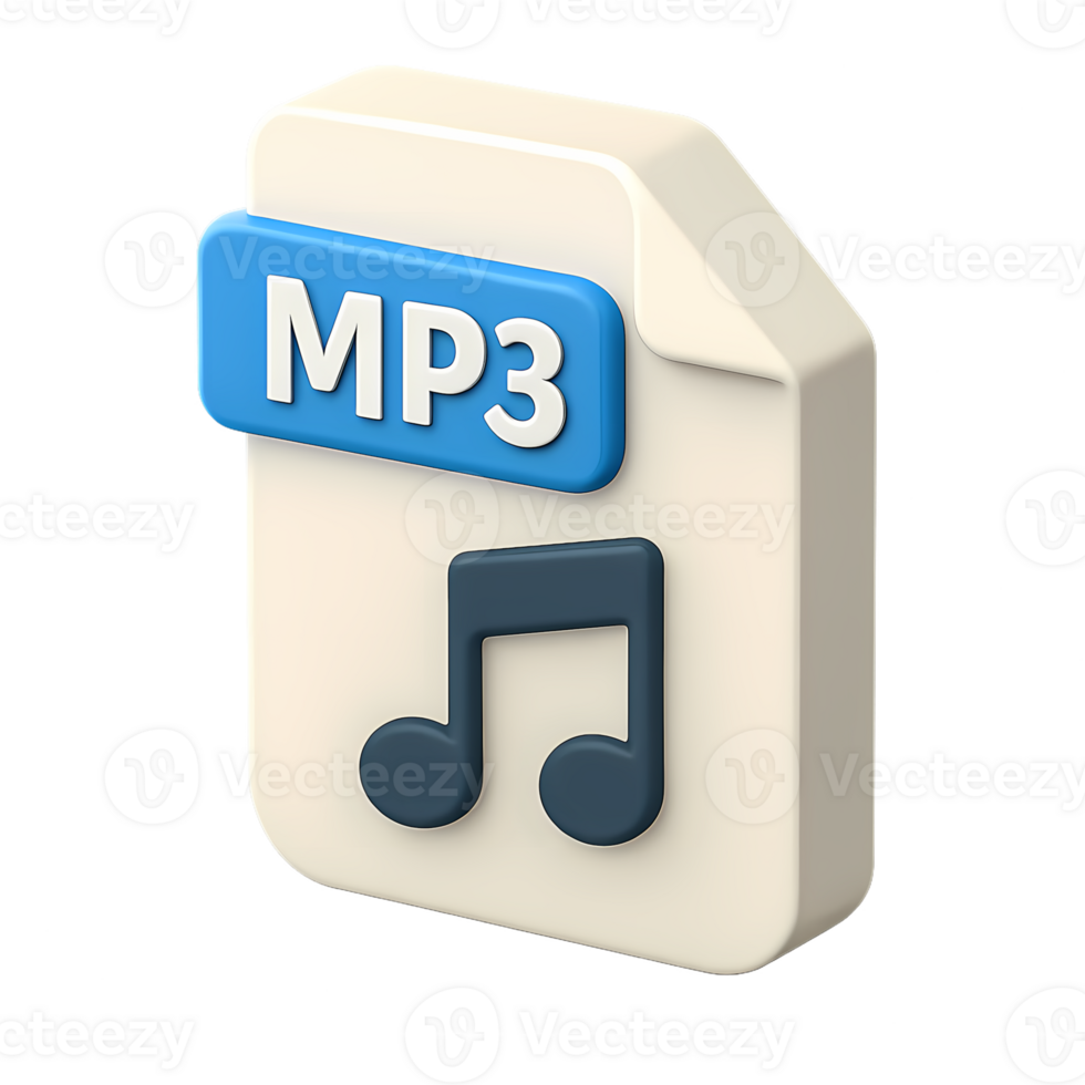 3D Isometric MP3 File Icon for Audio Files png