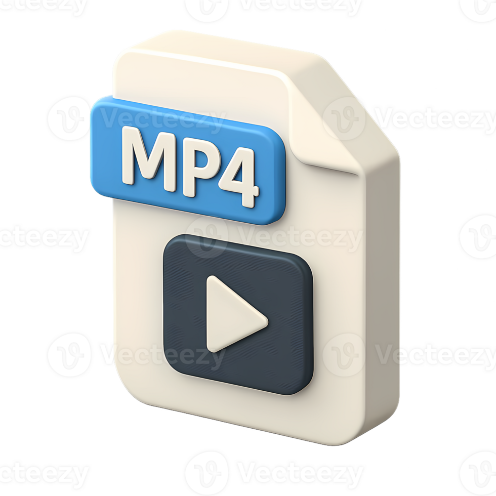 3D Isometric MP4 File Icon for Videos Content png