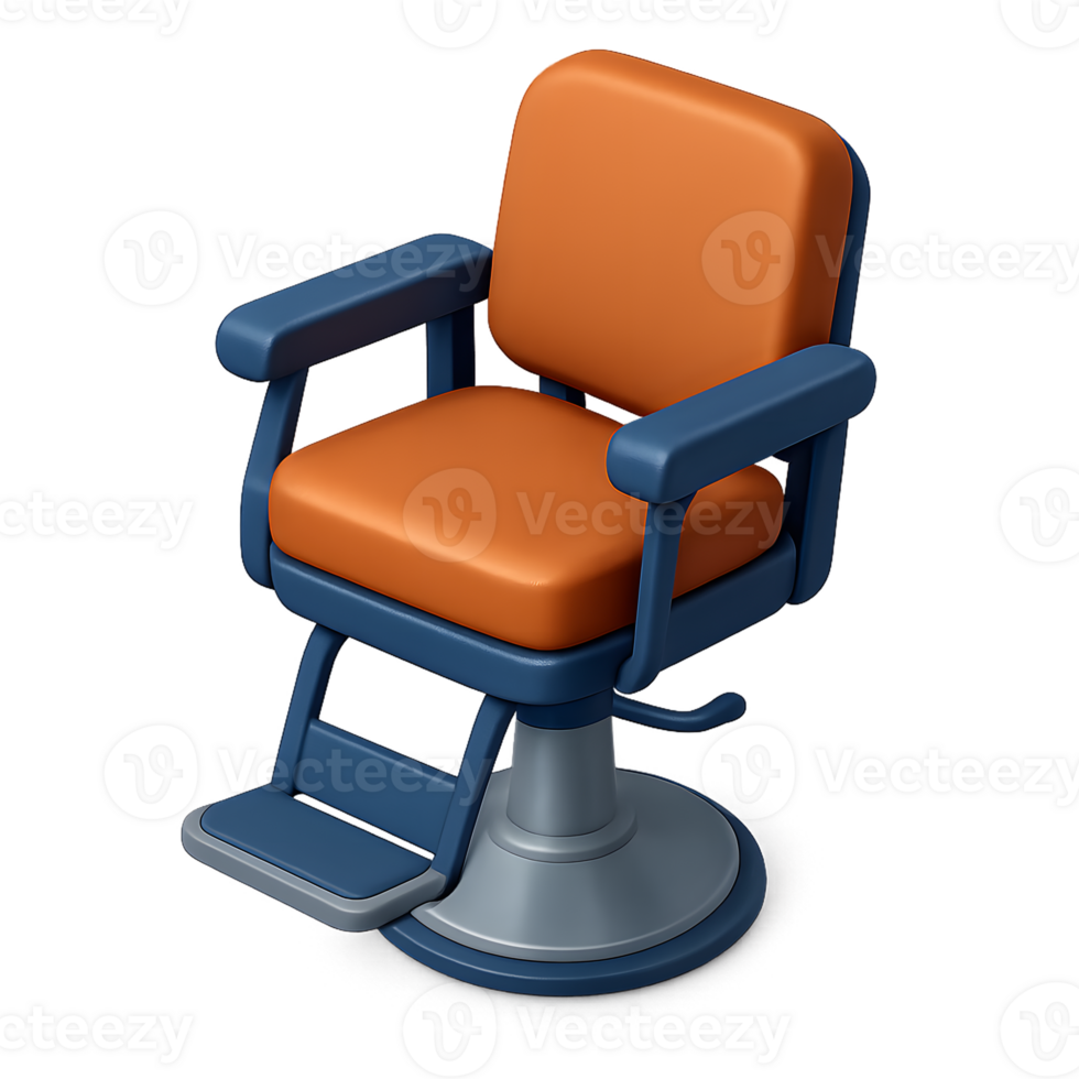 3D Isometric Barbershop Chair Icon with Footrest png