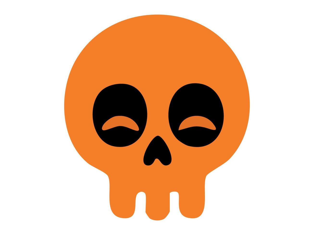 Orange skull with eye sockets on white background, graphic illustration. concept of halloween, spooky icon, skeleton element, creepy design, fun decoration, isolated vector