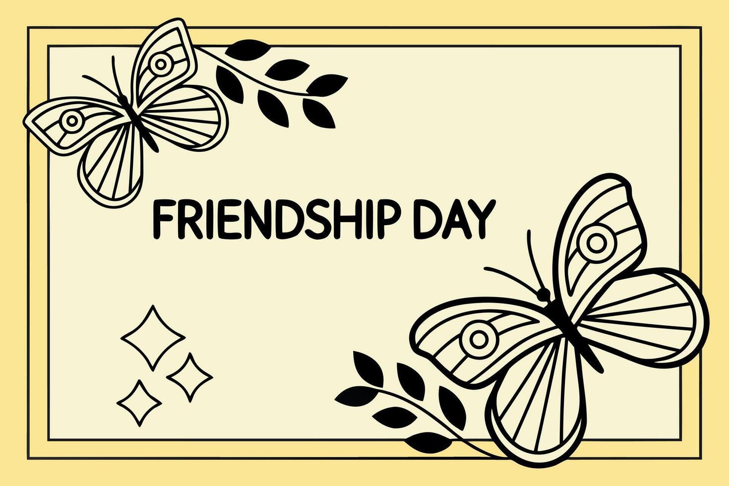 Friendship Day Banner with Butterflies and Decorative Elements vector