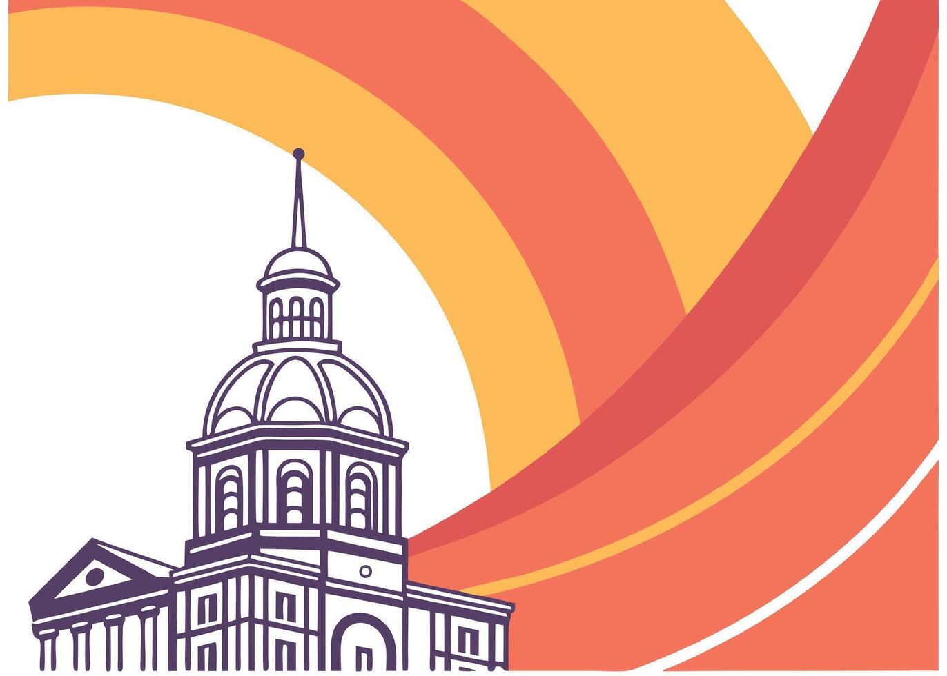Illustration Building with Dome and Gradient Background vector