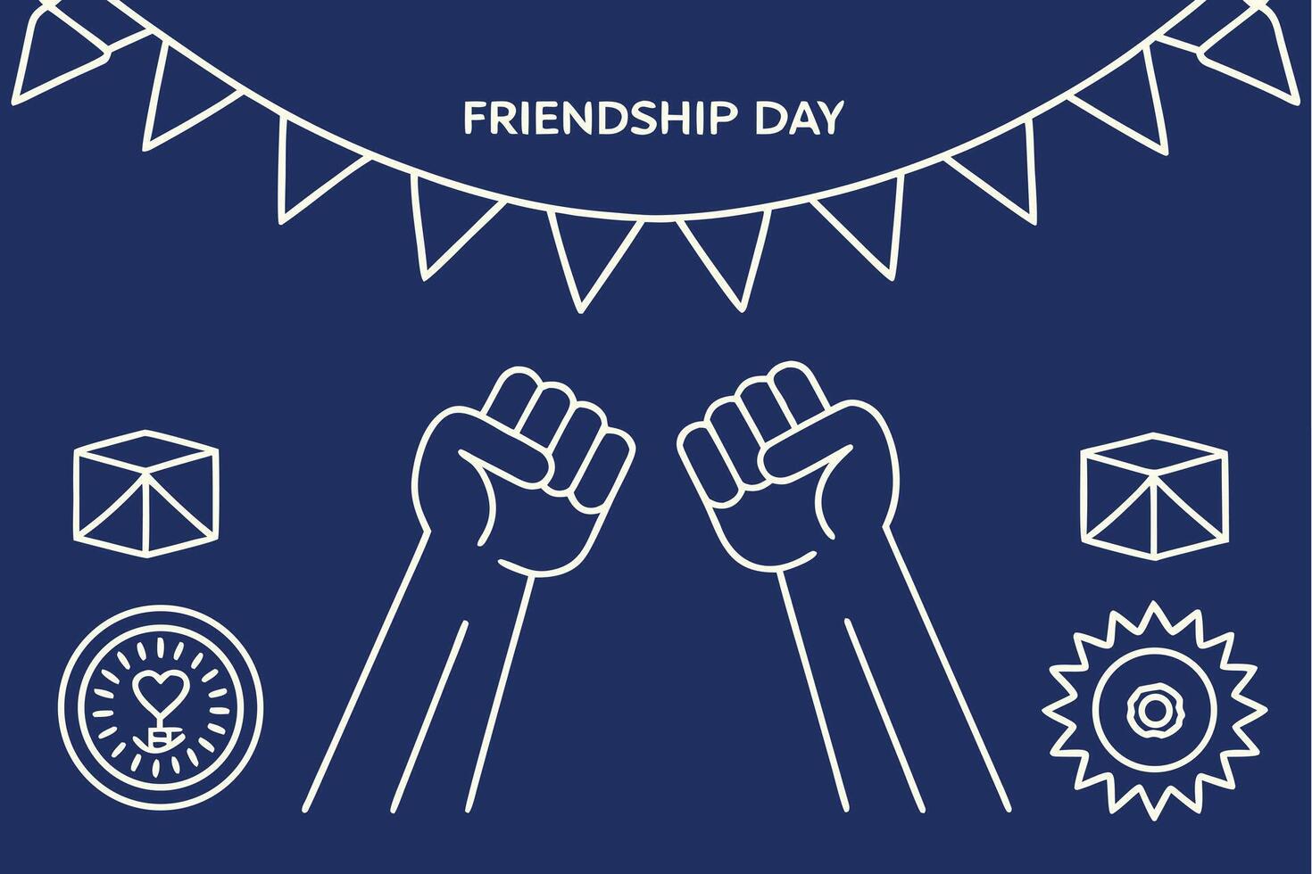 Friendship Day Illustration with Raised Fists and Decorative Elements vector