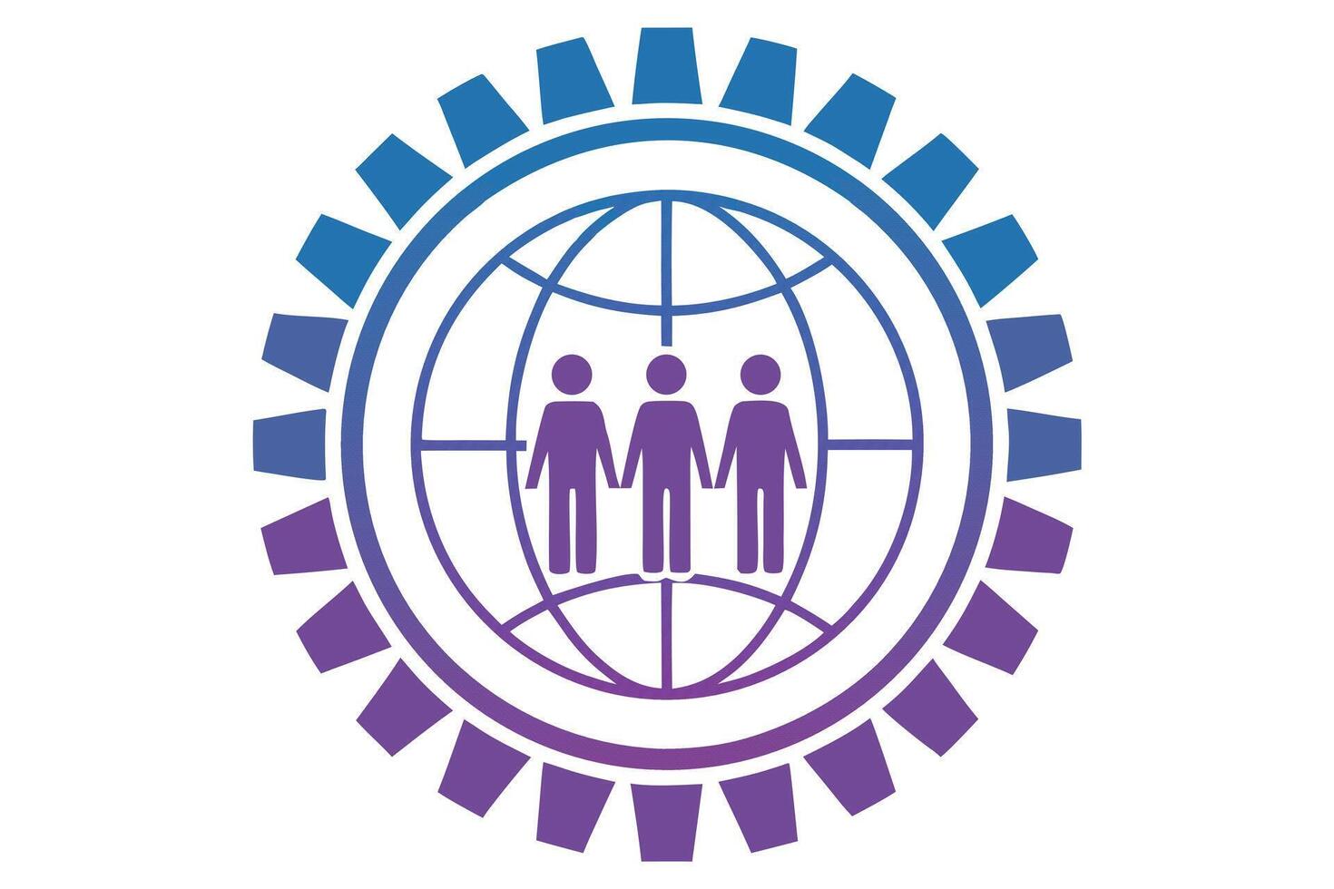 Friendship Icon with Globe and Gear Illustration international vector
